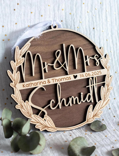 Personalisiertes Holzschild "Mr & Mrs"