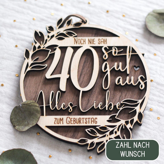 Holzschild zum Geburtstag mit Wunschzahl