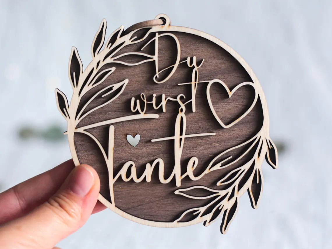 Holzschild / Holzornament "Du wirst Tante"