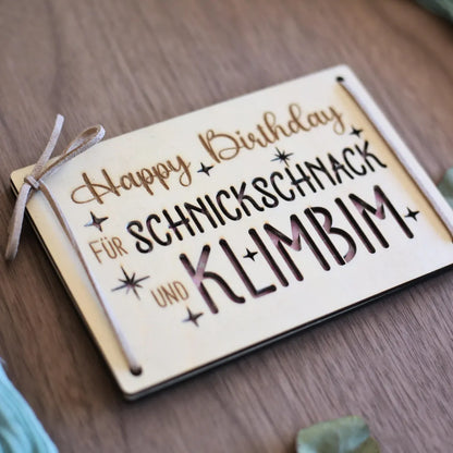 Geldgeschenk zum Geburtstag aus Holz „Klimbim“