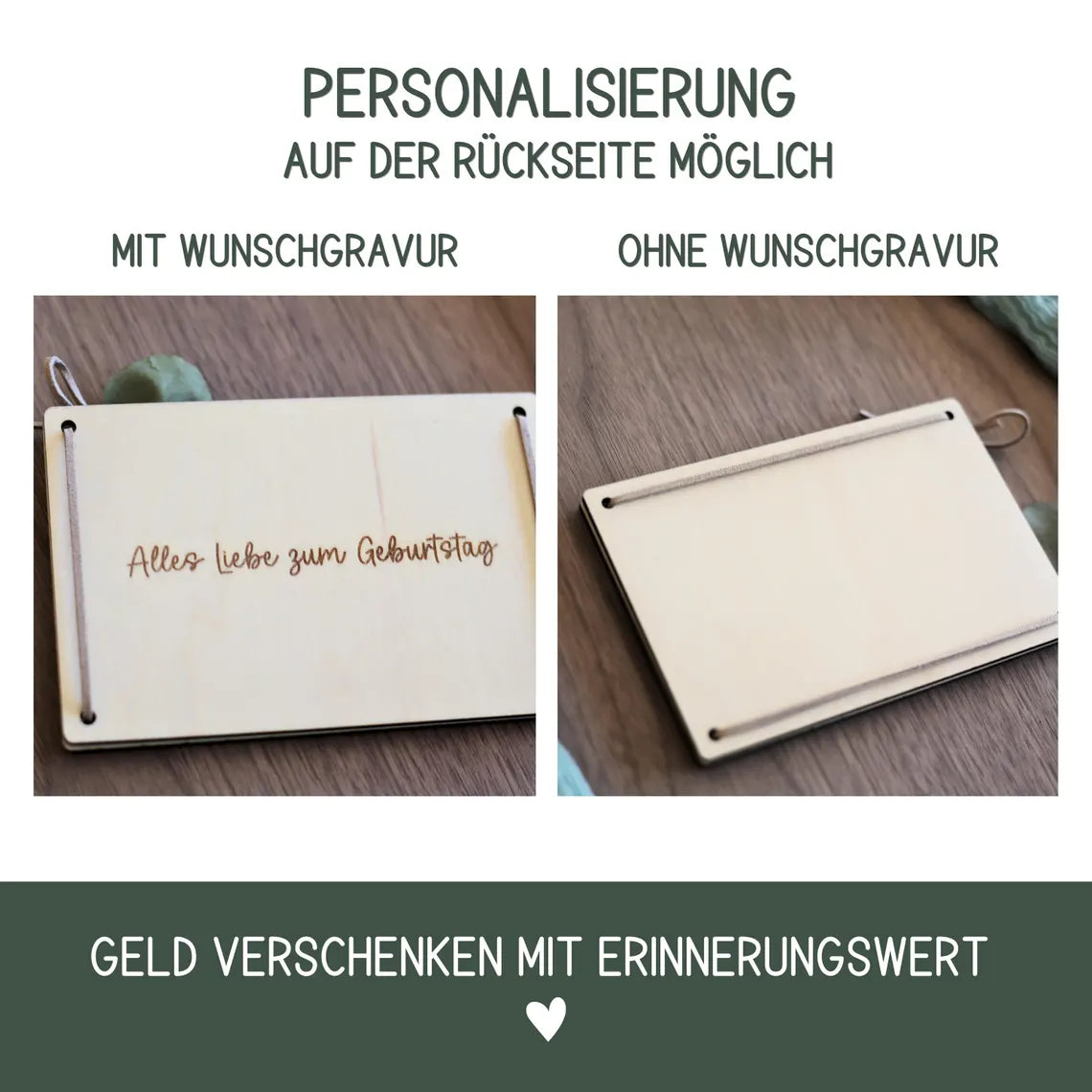 Geldgeschenk zum Geburtstag aus Holz „Klimbim“