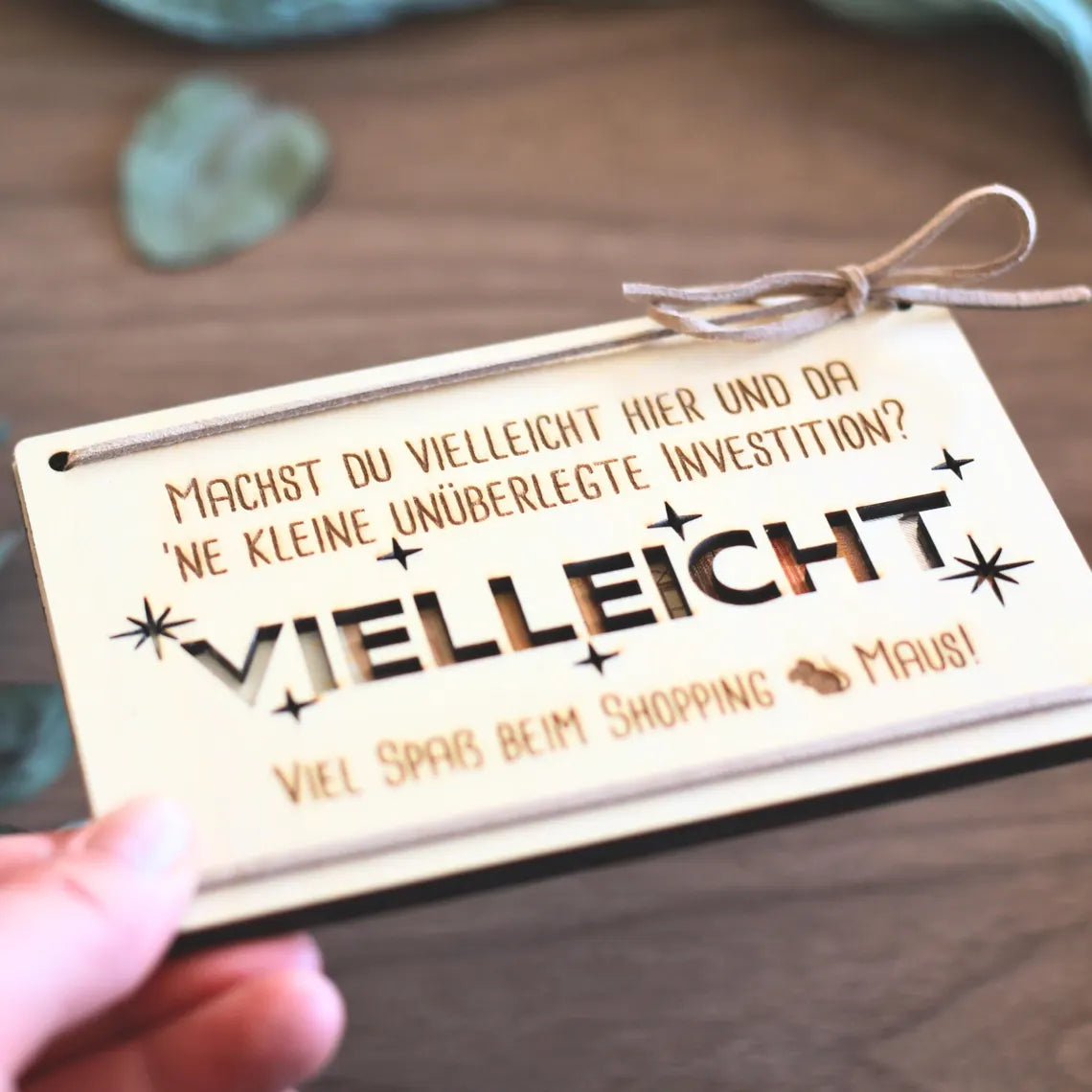 Geldgeschenk aus Holz „Vielleicht“