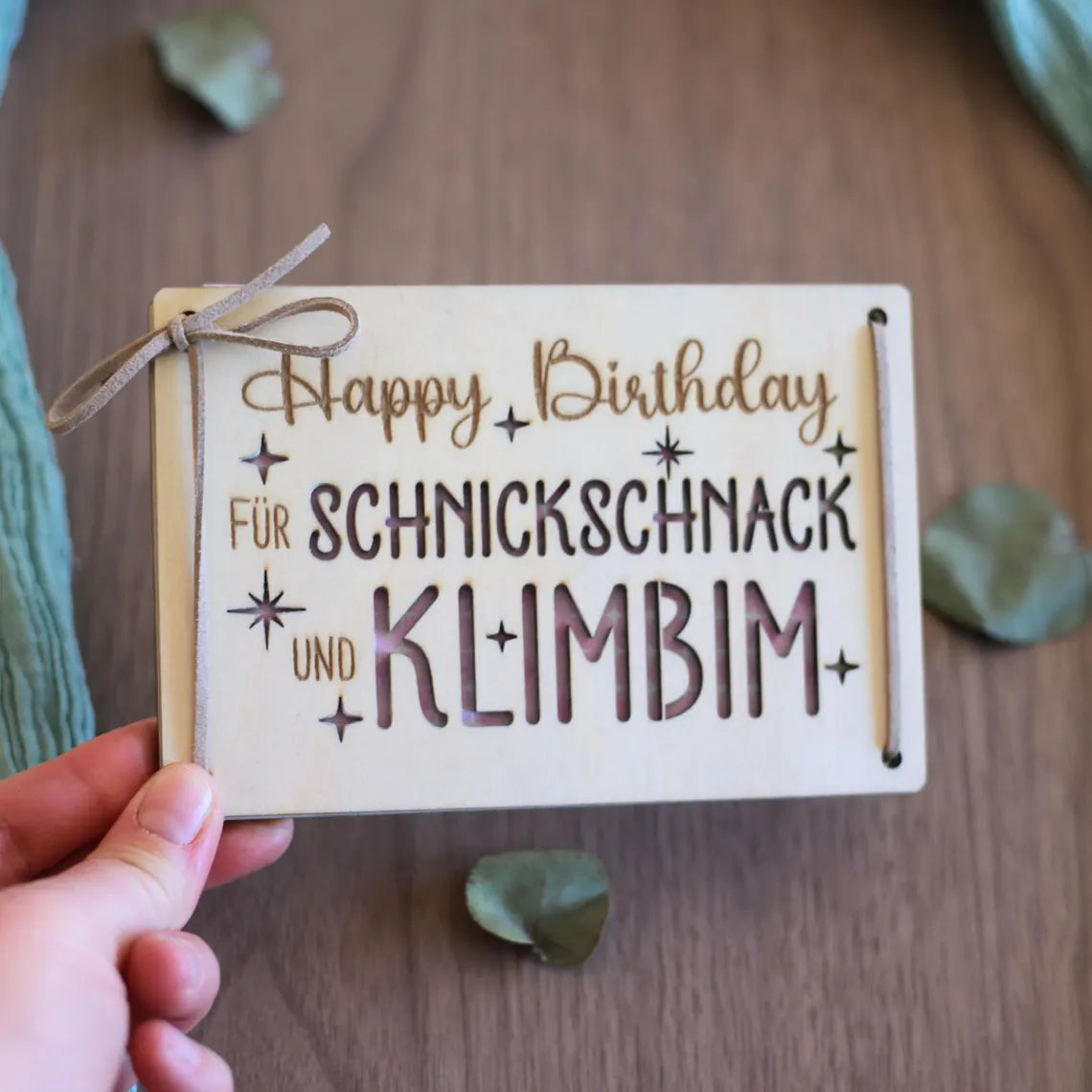 Geldgeschenk zum Geburtstag aus Holz „Klimbim“