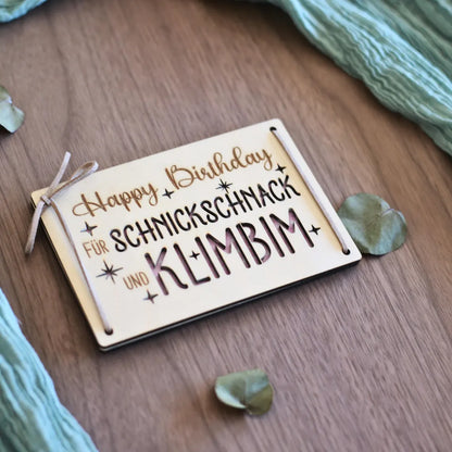 Geldgeschenk zum Geburtstag aus Holz „Klimbim“