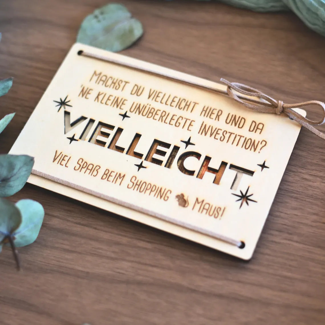 Geldgeschenk aus Holz „Vielleicht“